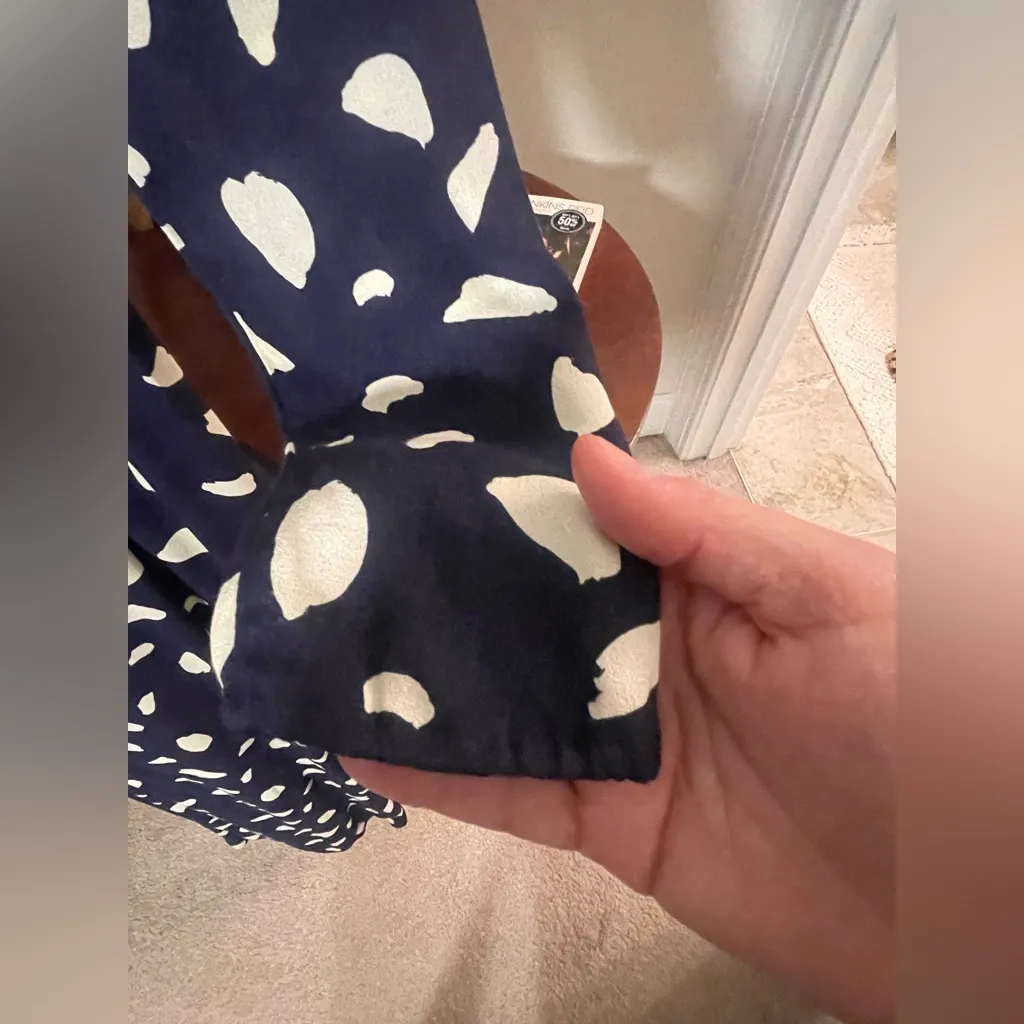 Reformation Sigmund Womens Long Sleeve Maxi Dress w Slit Navy White French Chic - Image 7