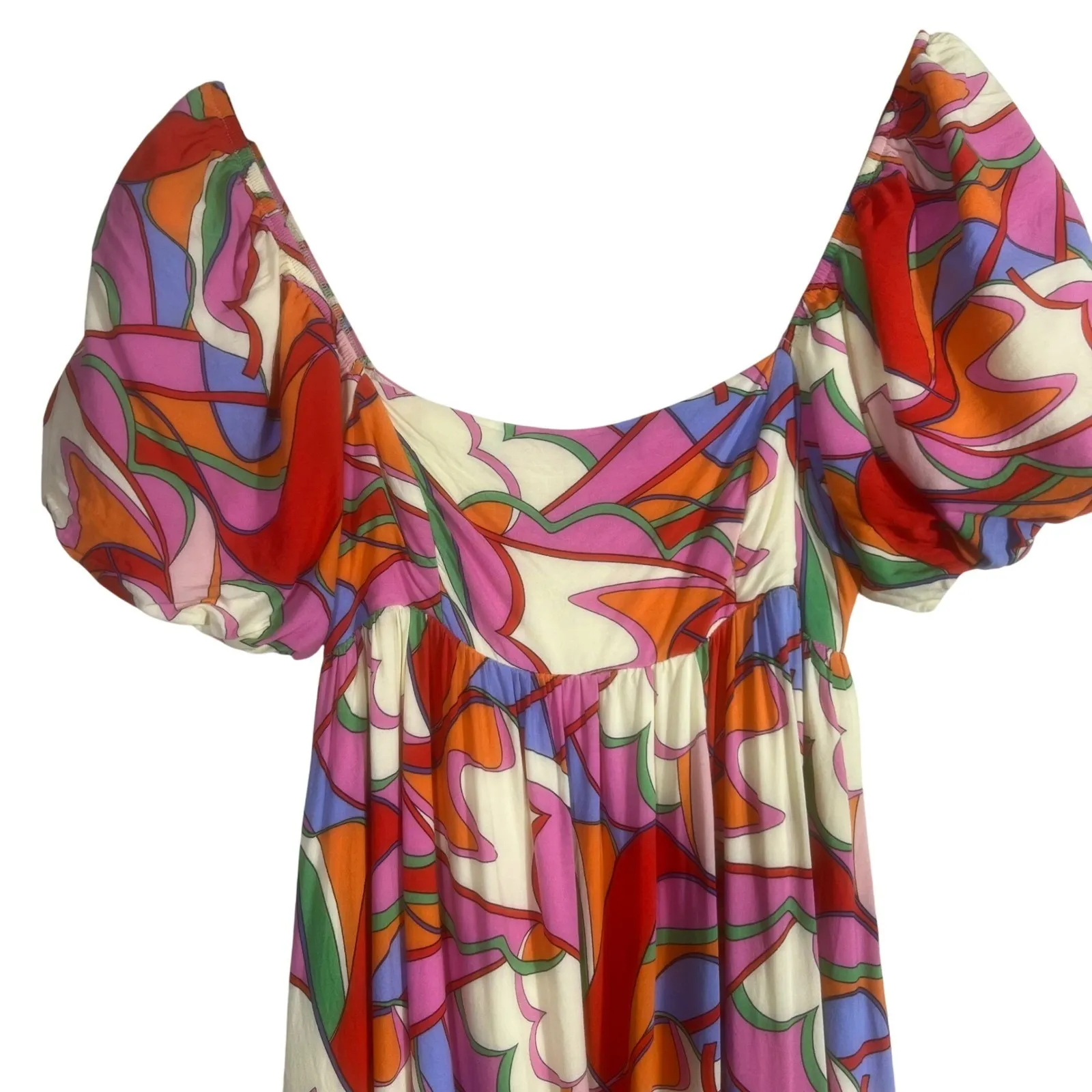 Golden by Golden Couture Maxi Dress‎ – Colorful Abstract Puff Sleeve – Size M Size M - Image 3