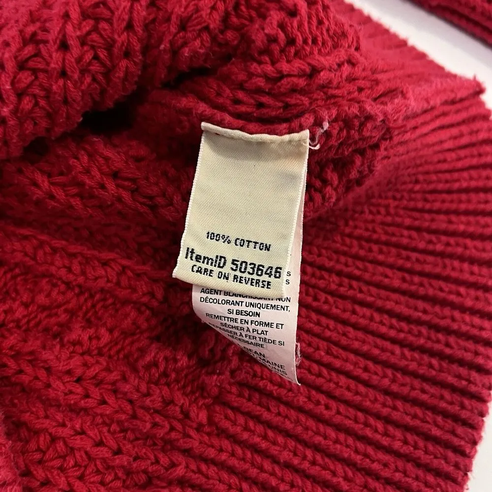 LL Bean Red‎ Rope Stitch Cable Cotton Pullover Sweater Size SMALL Red - Image 10