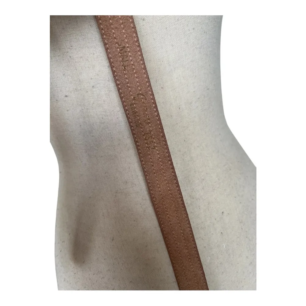 Vintage Brown Leather Belt with Rectangular Buckle and Textured Surface - Image 5