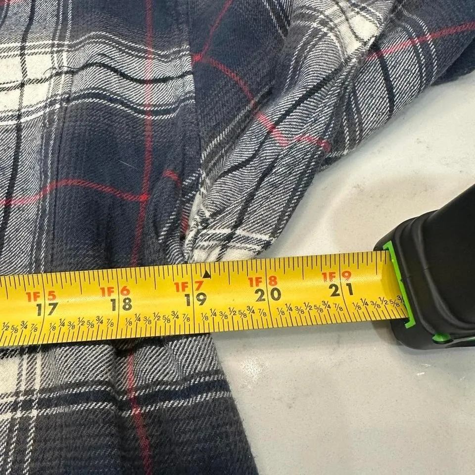 Abercrombie & Fitch Flannel Shirt Womens S Blue Button Up Plaid Long Sleeve 90s - Image 4