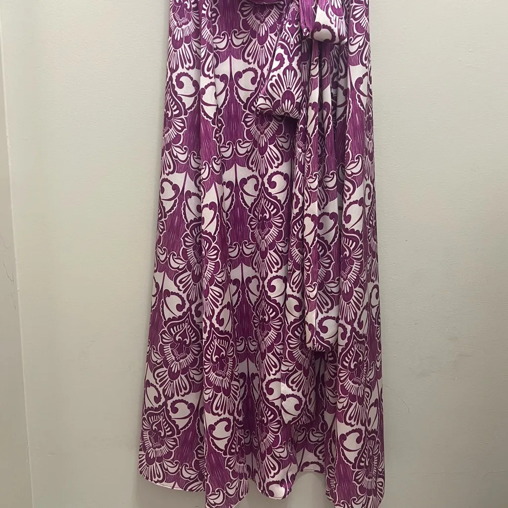 ALEXIS Wynova Midi Dress Puff Sleeve Waist Tie in Mulberry Size XL - Image 6