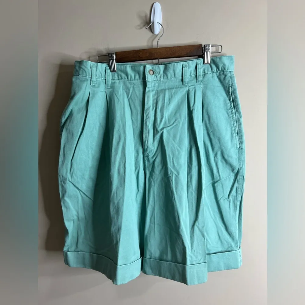 Vintage Ruff Hewn aqua shorts pleated front 14W - Image 7