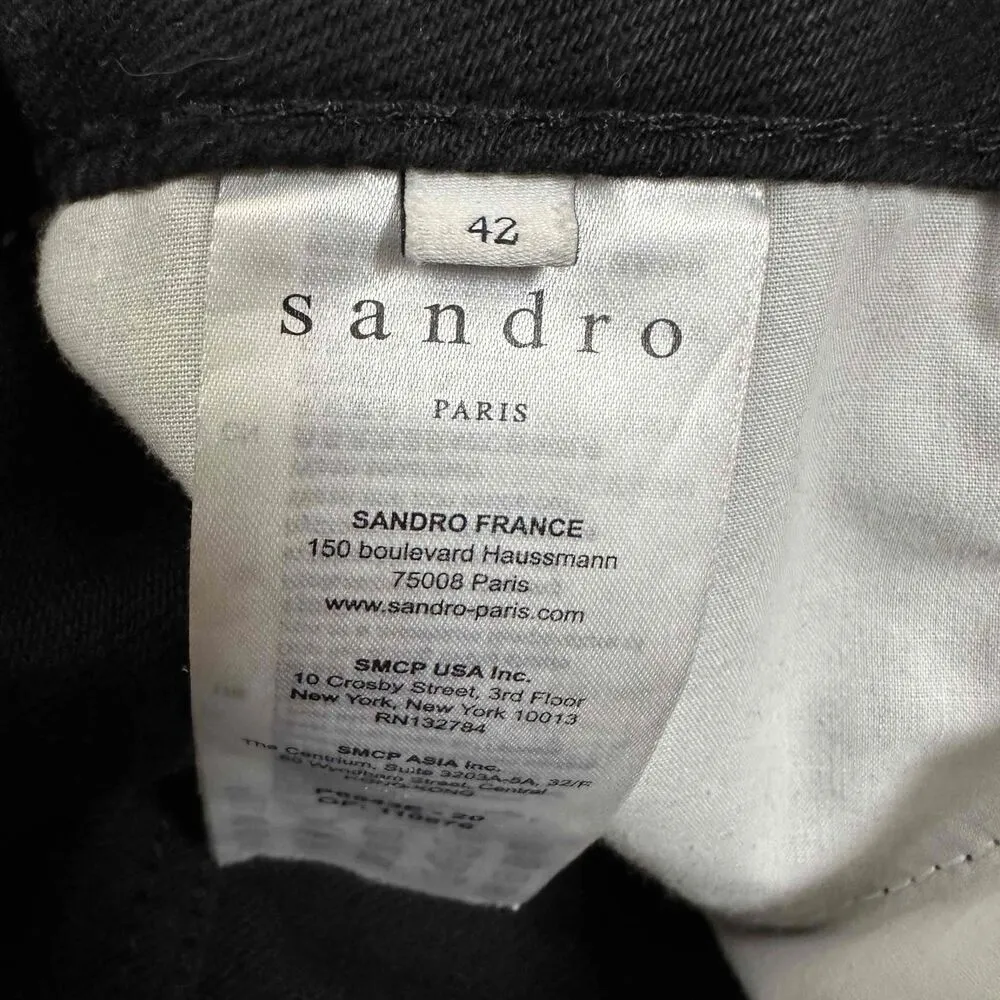 Sandro Black Frayed Hem Flare Pants Size 42 - Image 4