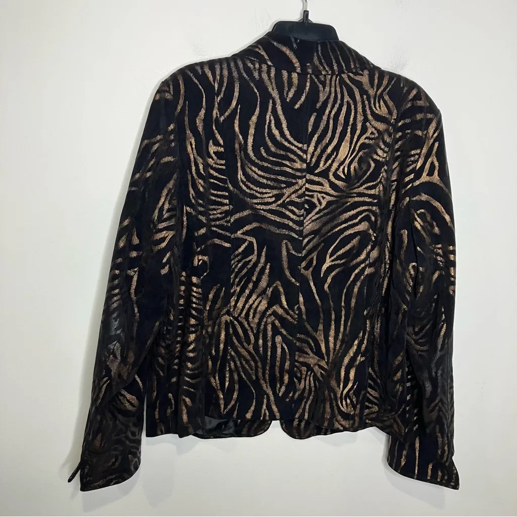 Erin London black bronze animal print full zip blazer women’s size XL‎ - Image 7
