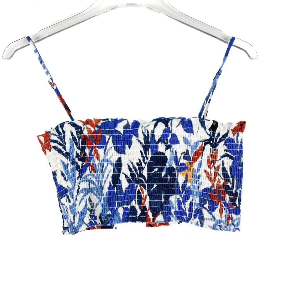 NWT Anthropologie O.P.T. Floral Smocked Linen Blend Crop Top Size Small S NEW - Image 7