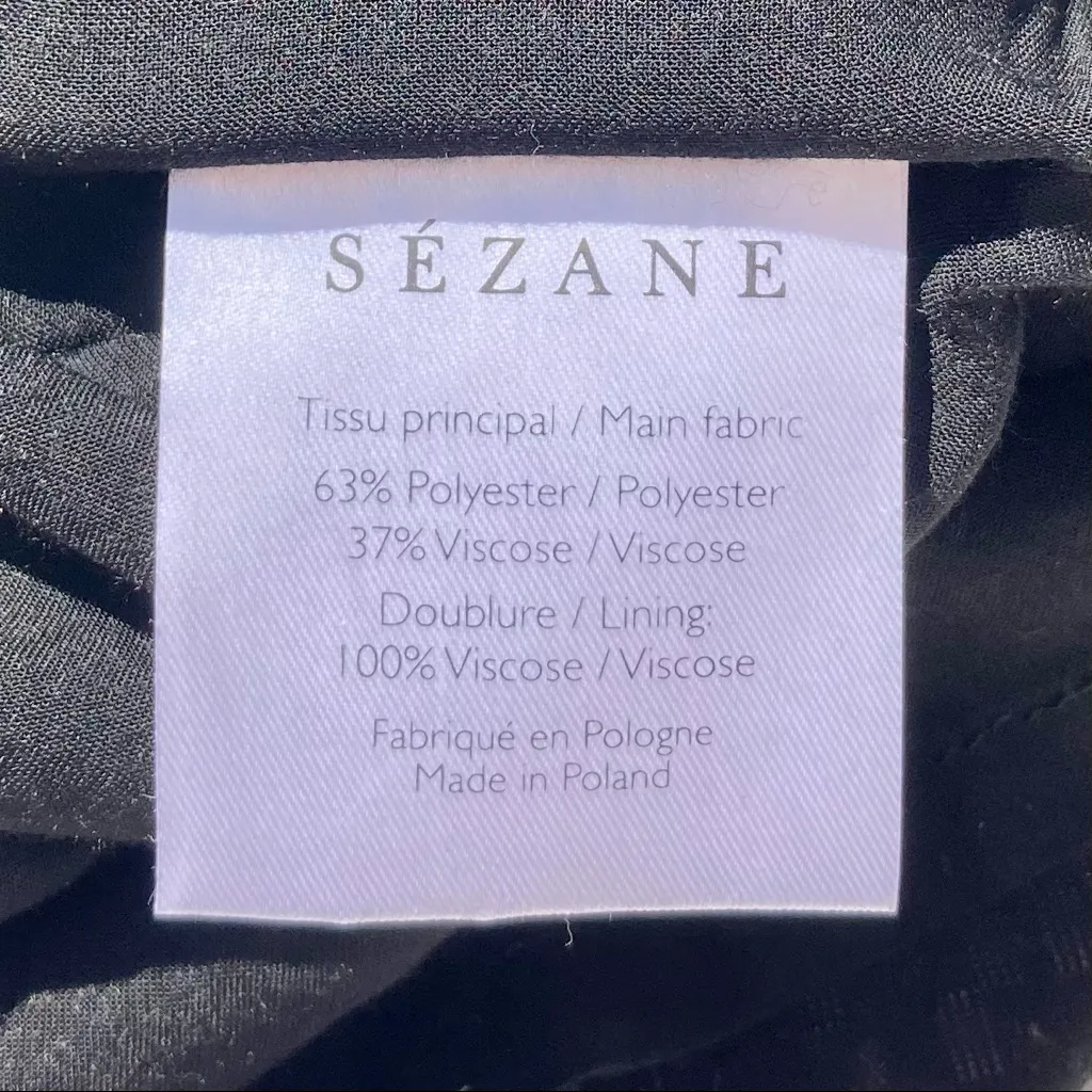 Sezane Kate Blouse Top Shiny Black Short Sleeve Size 6 NEW - Image 13