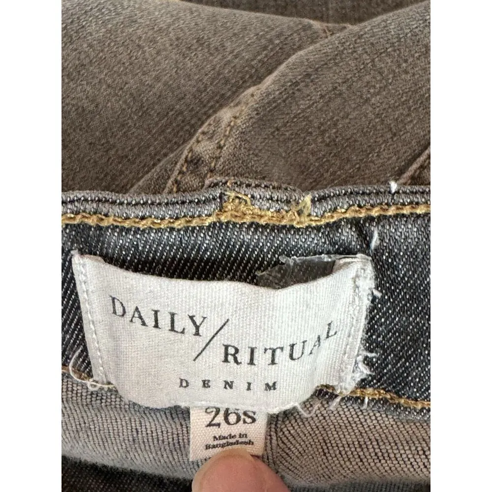 Daily Ritual Jeans Womens 26S High Rise Skinny Jeans Denim Stretch Gray‎ Gray Size 26 - Image 6