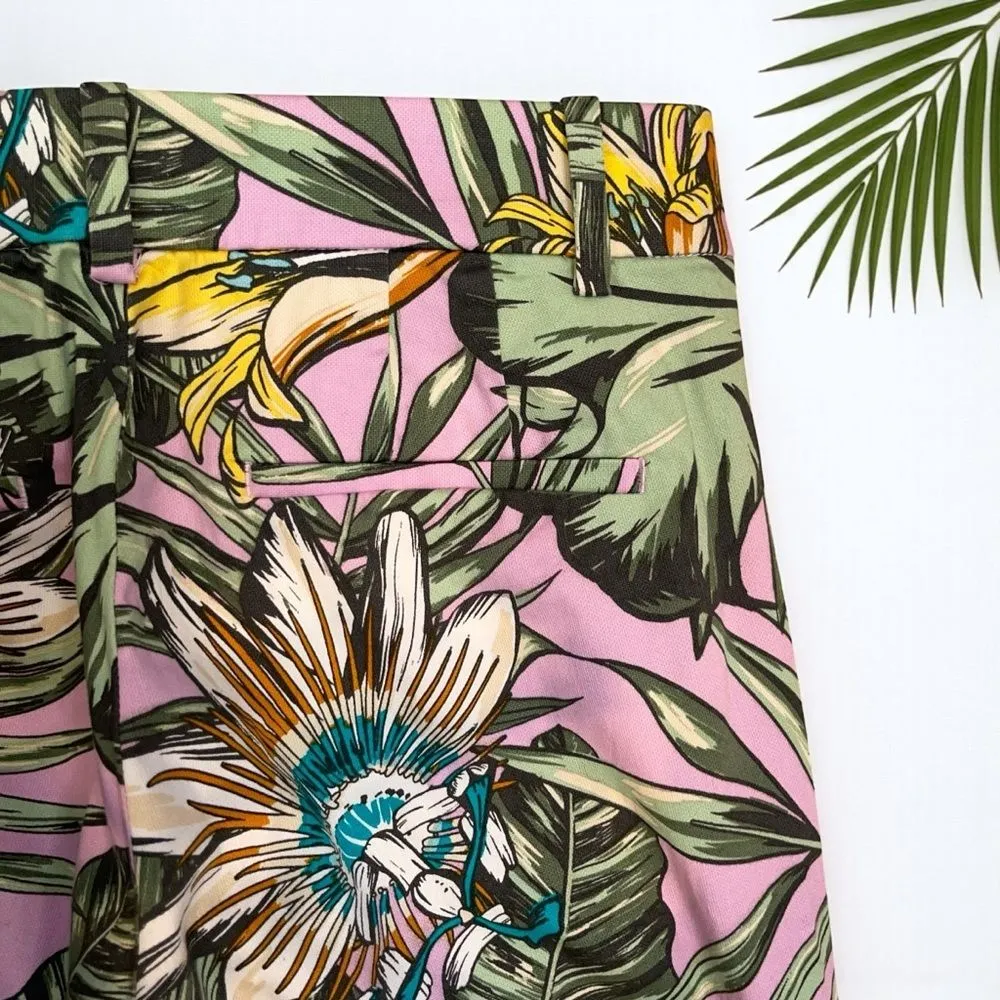 J. Crew Floral Printed Skimmer Pants in Lilac Smoky Fern - Cropped - Sz 0 - Image 8