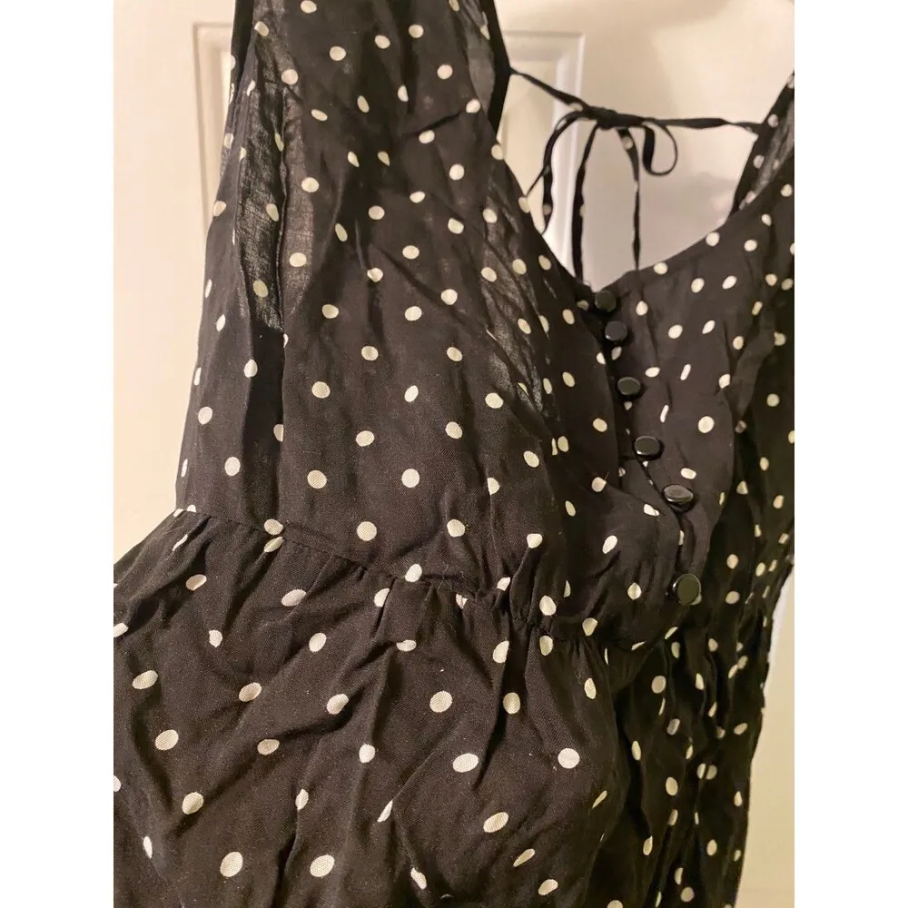 Target Mossimo black and white polka dot button up dress size large - Image 5