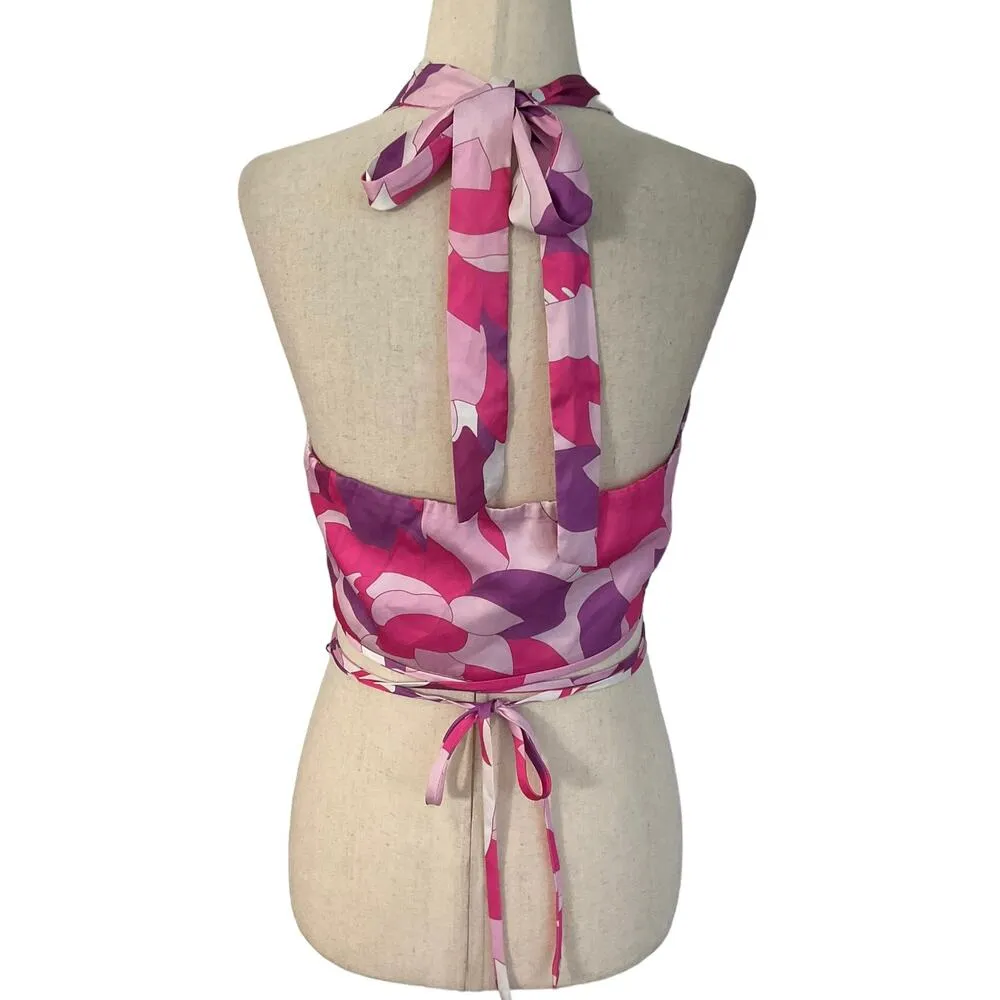 Cotton Candy LA Pink & Purple Satin Halter Crop Top Women's Size Medium | 43-50 - Image 2