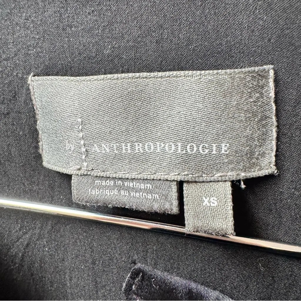 Anthropologie Somerset Satin Short Sleeve Long Maxi Dress Black XS - Image 7