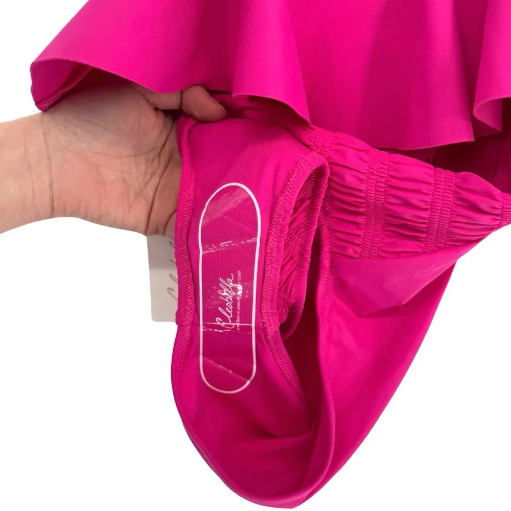 Cleobella‎ NWT Women's XS Amelia Smocked Ruffle One-Piece Swimsuit Magenta Pink - Image 9