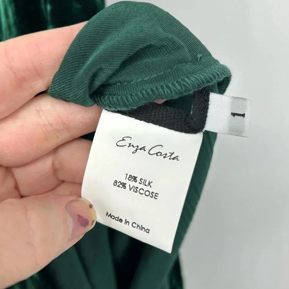 ENZA COSTA SILK BLEND TEXTURED VELVET TANK GREEN MAXI DRESS WOMENS SIZE SMALL - Image 3