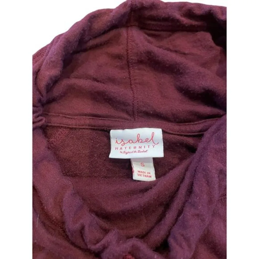 Isabel Maternity Ingrid & Isabel Burgundy Drawstring Cowl Neck Long Stretchy Top - Image 6