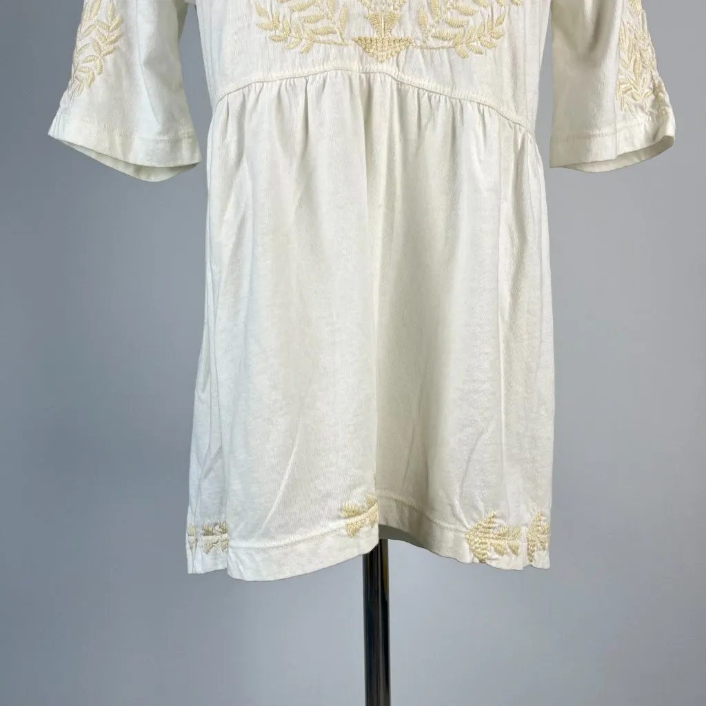 NWOT Johnny Was Embroidered Floral Short Sleeves Tee T-Shirt Size S Cream - Image 5