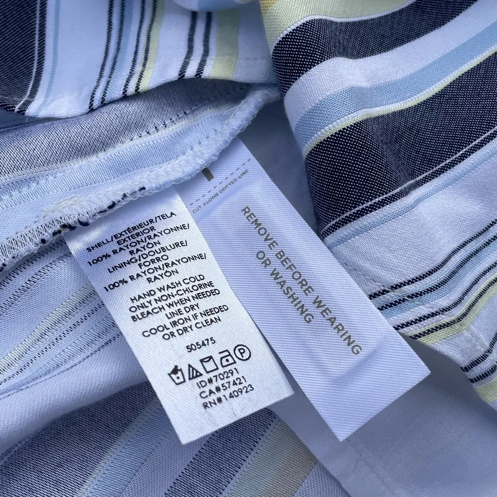 NWT Striped Loft Wrap Mini Dress Size 6 100% Rayon white blue and yellow stripes - Image 13