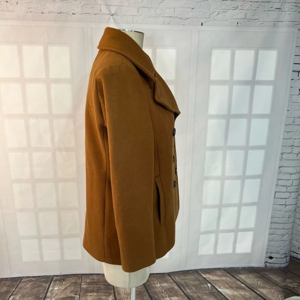Old Navy  Brown Double Breasted Spread Collar Pea Coat Size Medium Petite - Image 4