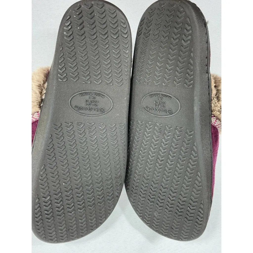 Womans Isotoner Slipon Slide Slippers 8.5/9 Maroon Cuff NWOT - Image 5