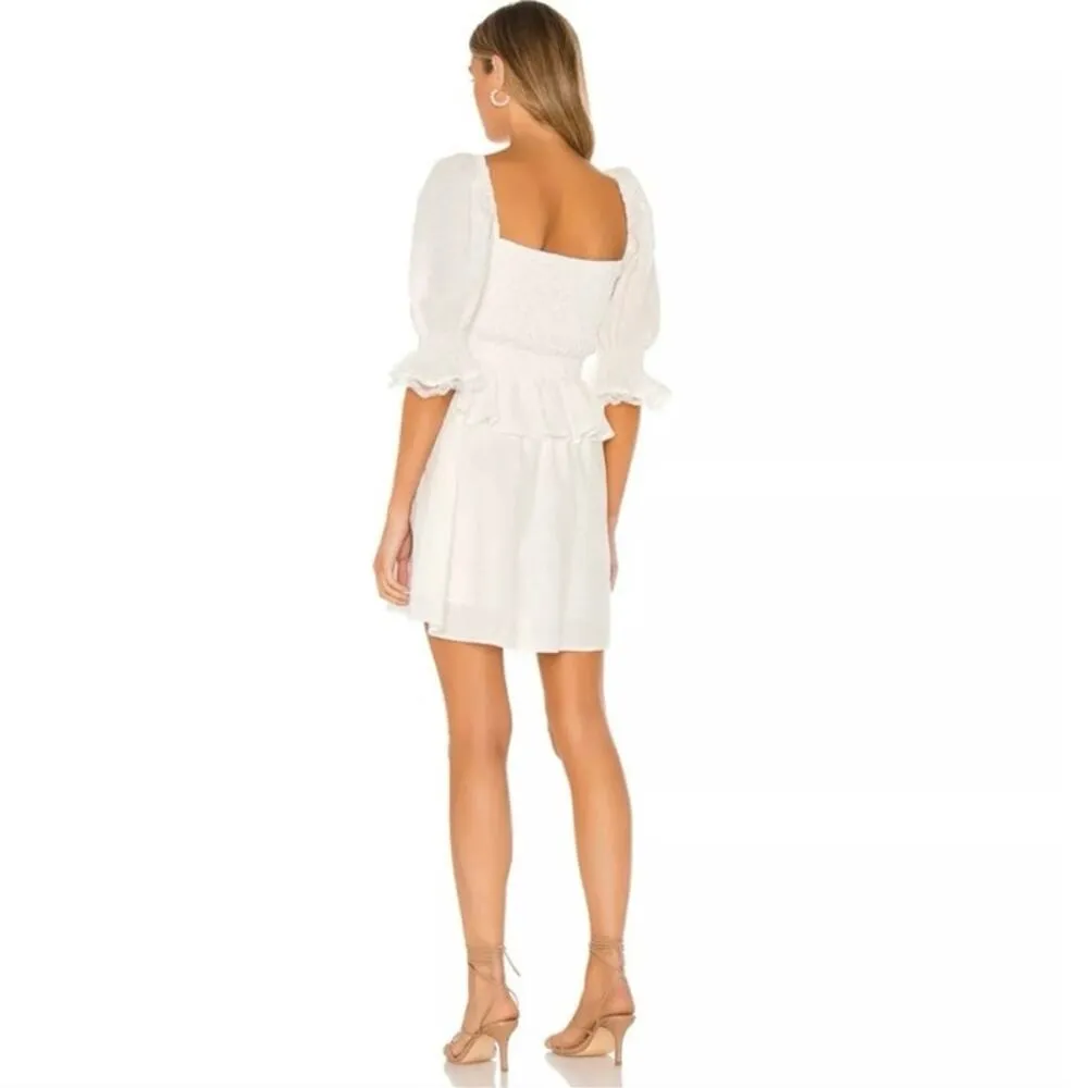LPA x Revolve White Vivia Linen Blend Puff Sleeve Mini Dress Sz XL - Image 11