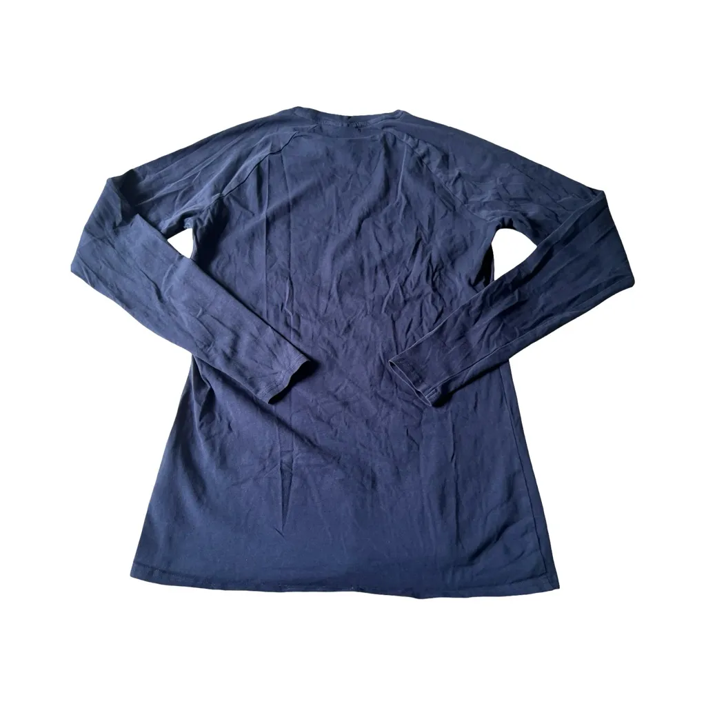 Gymshark Womans White Logo Long Sleeve Tee Size Medium Navy‎ Blue Workout - Image 4