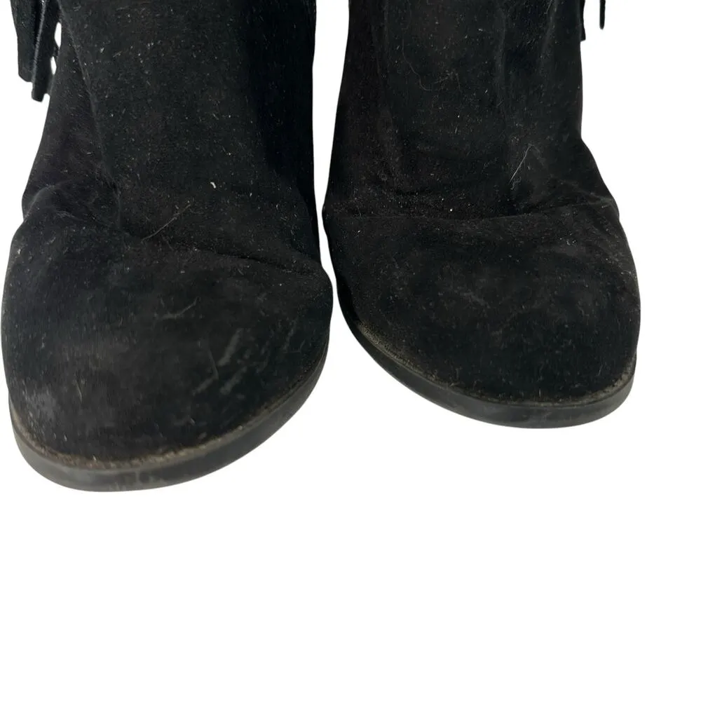 Vintage Y2K Rampage Faux Suede Black Booties Ankle Boots Fringe 6.5 Western - Image 4