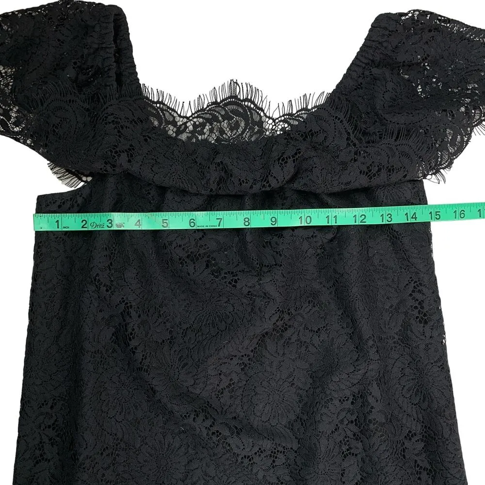 Madewell Black Dress Lace Dusk Off Shoulder Short Sleeveless Size 0 - Image 7