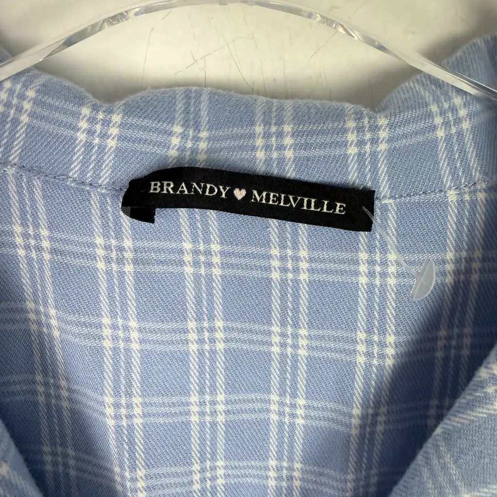 Brandy Melville Blue Plaid Leanne Dress Flannel Short Sleeve One Size Fits Most - Image 6