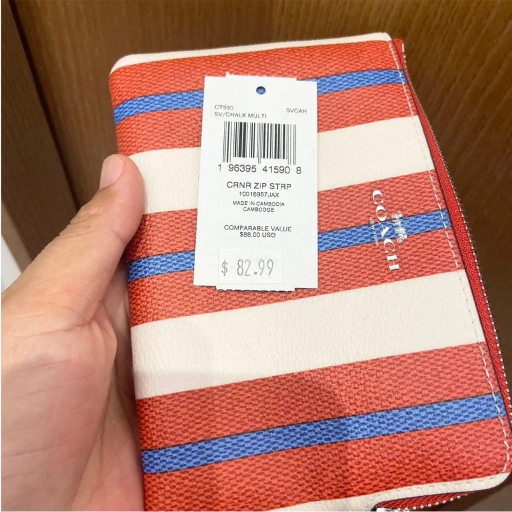 Coach Corner Zip Wristlet With Stripe
Print # CT990 - Image 4