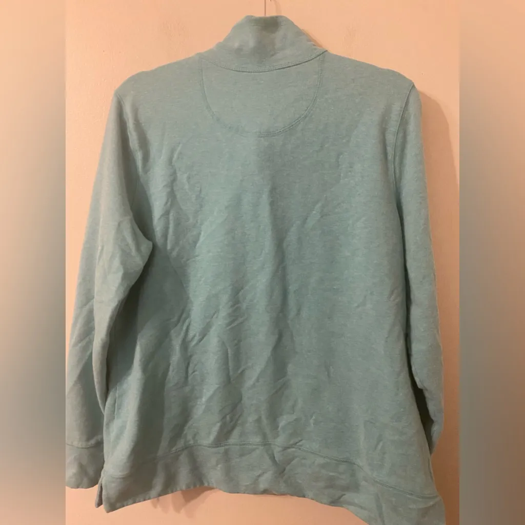 Women's L.L. Bean Ultrasoft Sweat 1/4 Zip Pullover Teal Green Heather Size XL - Image 3