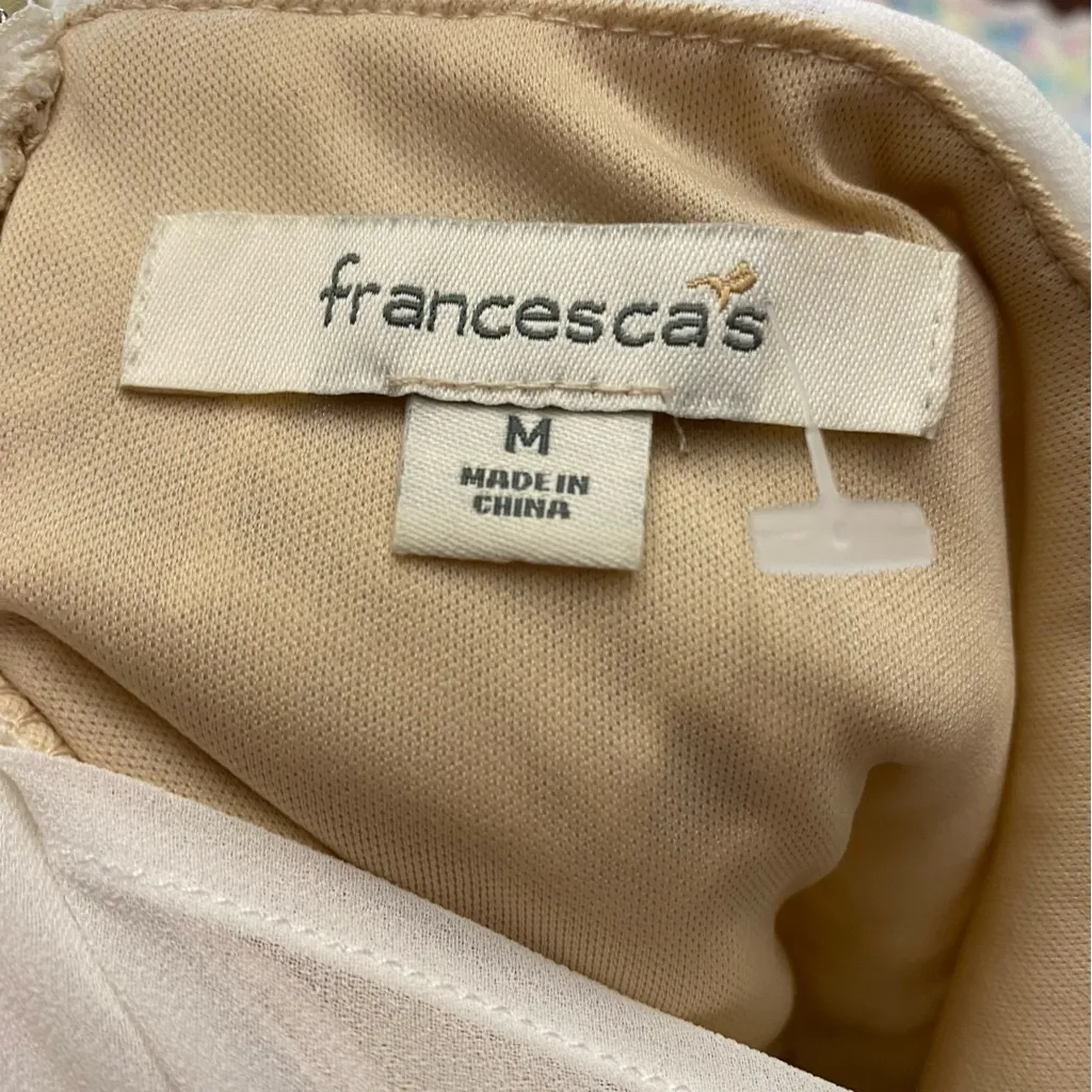 Francesca’s Womens Crocheted White Knit Midi Tank Dress M Medium Beige Lining - Image 10