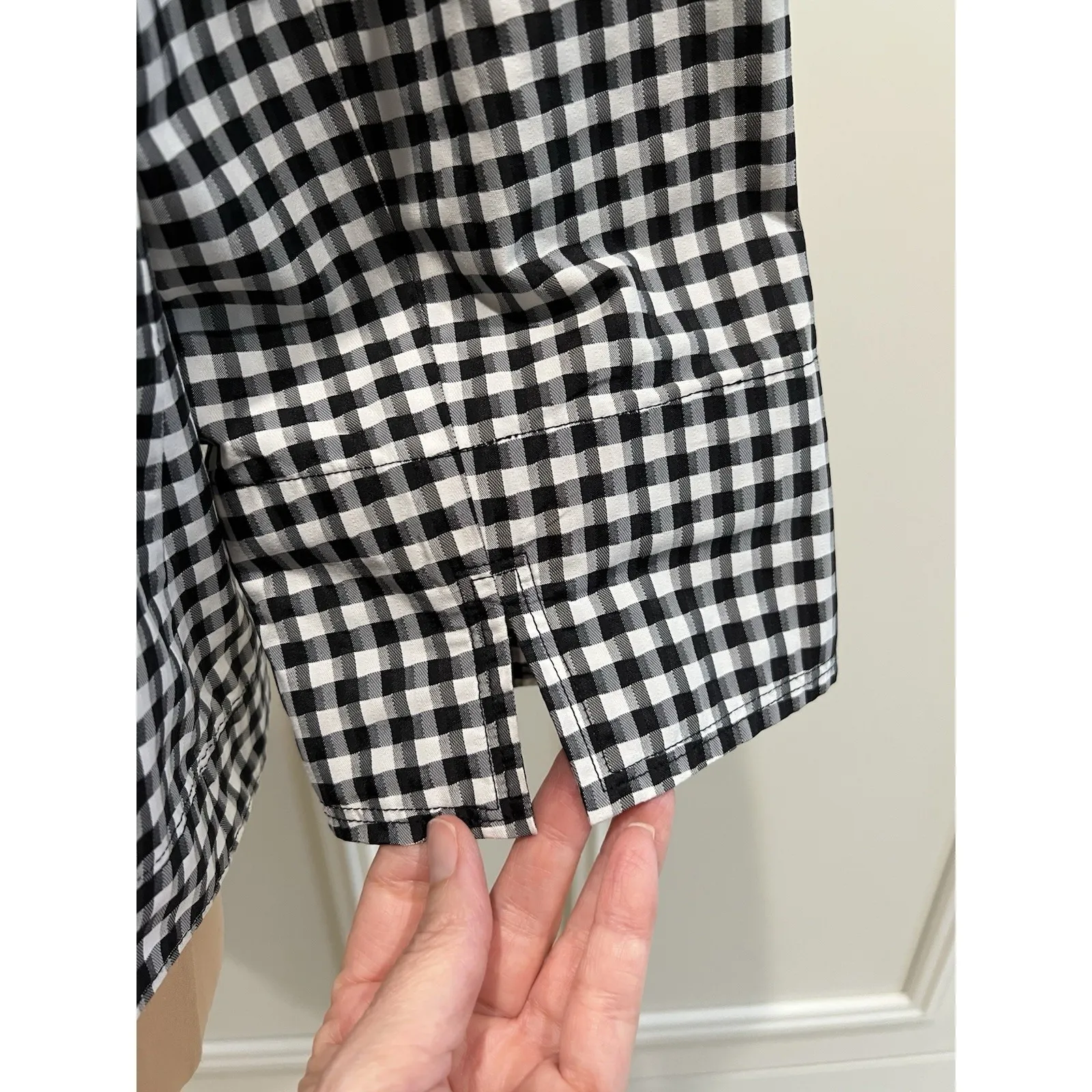 Jones New York Women's Gingham Shirt Jacket Size XL Black & White Country Preppy - Image 5