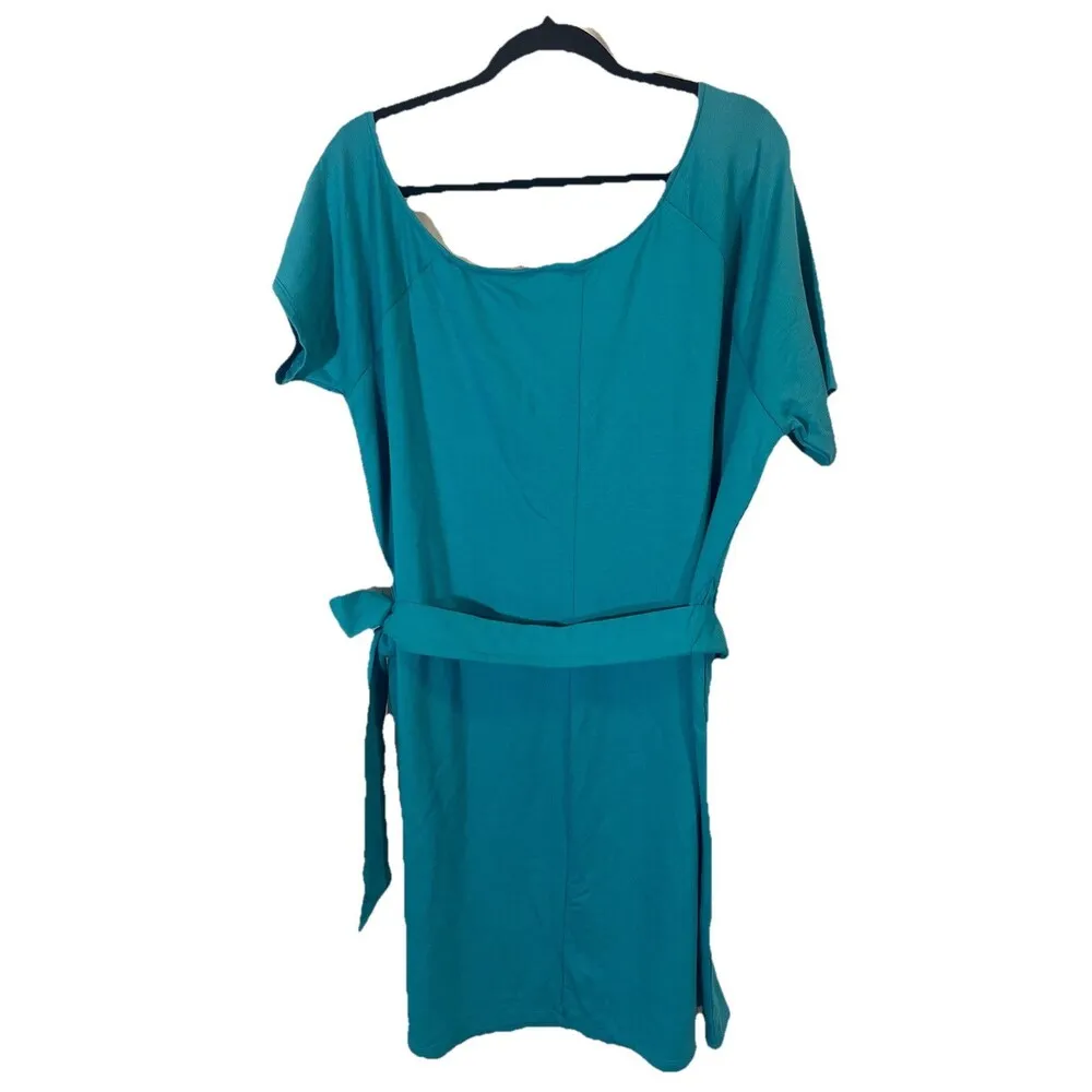 Torrid Off Shoulder Tshirt Dress Belt Short Sleeve French Terry Teal  NWT Sz 2X - Image 3