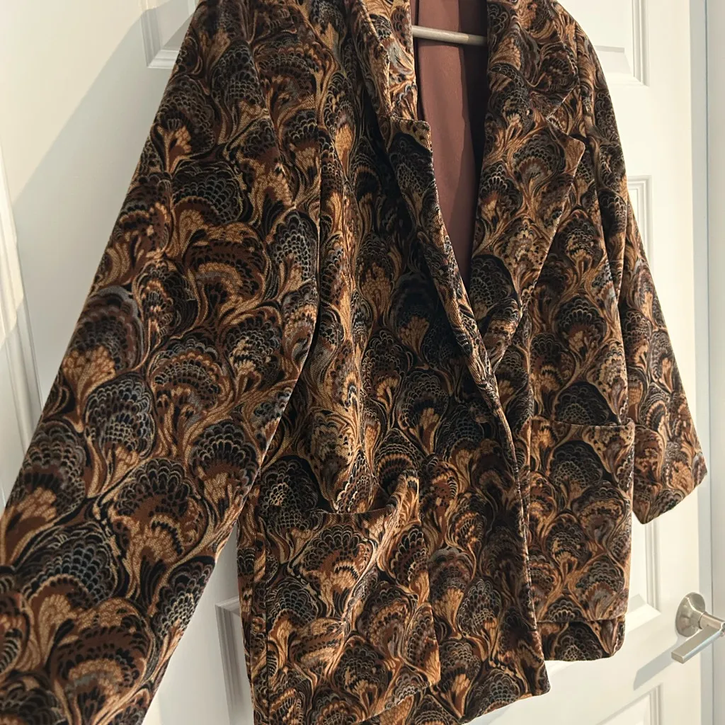 Handmade Paisley Blazer Brown Black Size XL - Image 6