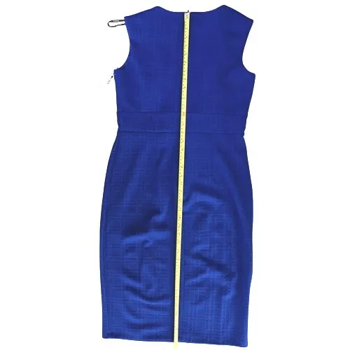 Enfocus Studios Bodycon Blue Textured Belted Wedding Party Modern Dress 6 Preppy - Image 9