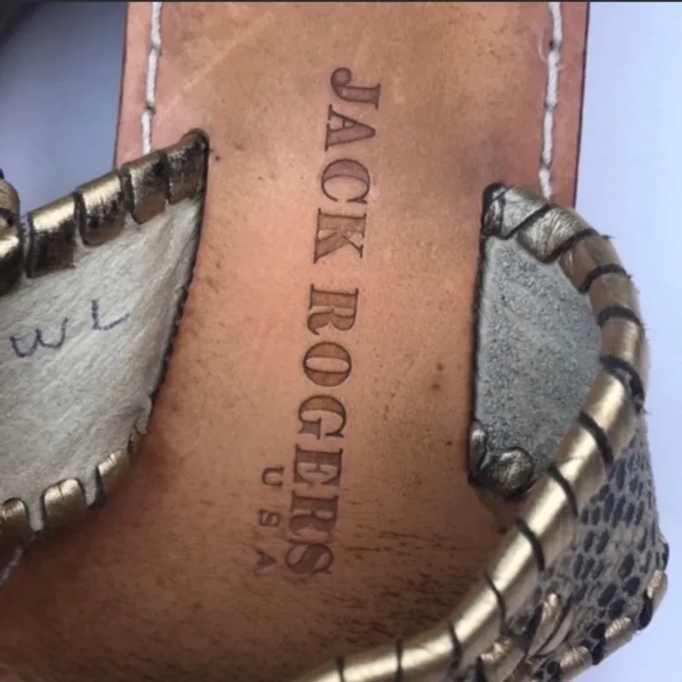 Jack Rogers Size 7 Leather‎ Wooden Wedge Sandal - Image 5