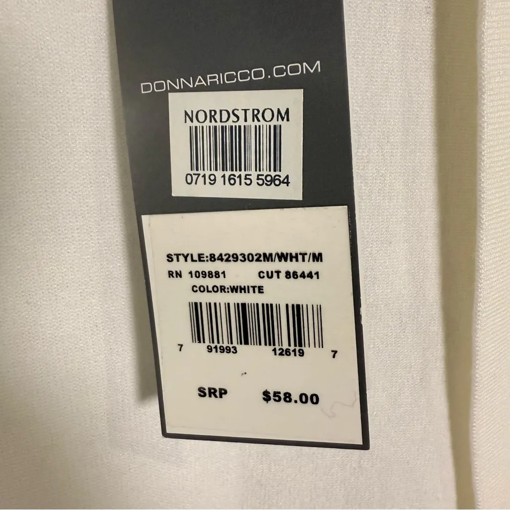 Donna Ricco Cropped Open Front Shrug Bolero Jacket White Evening Med NWT - Image 3