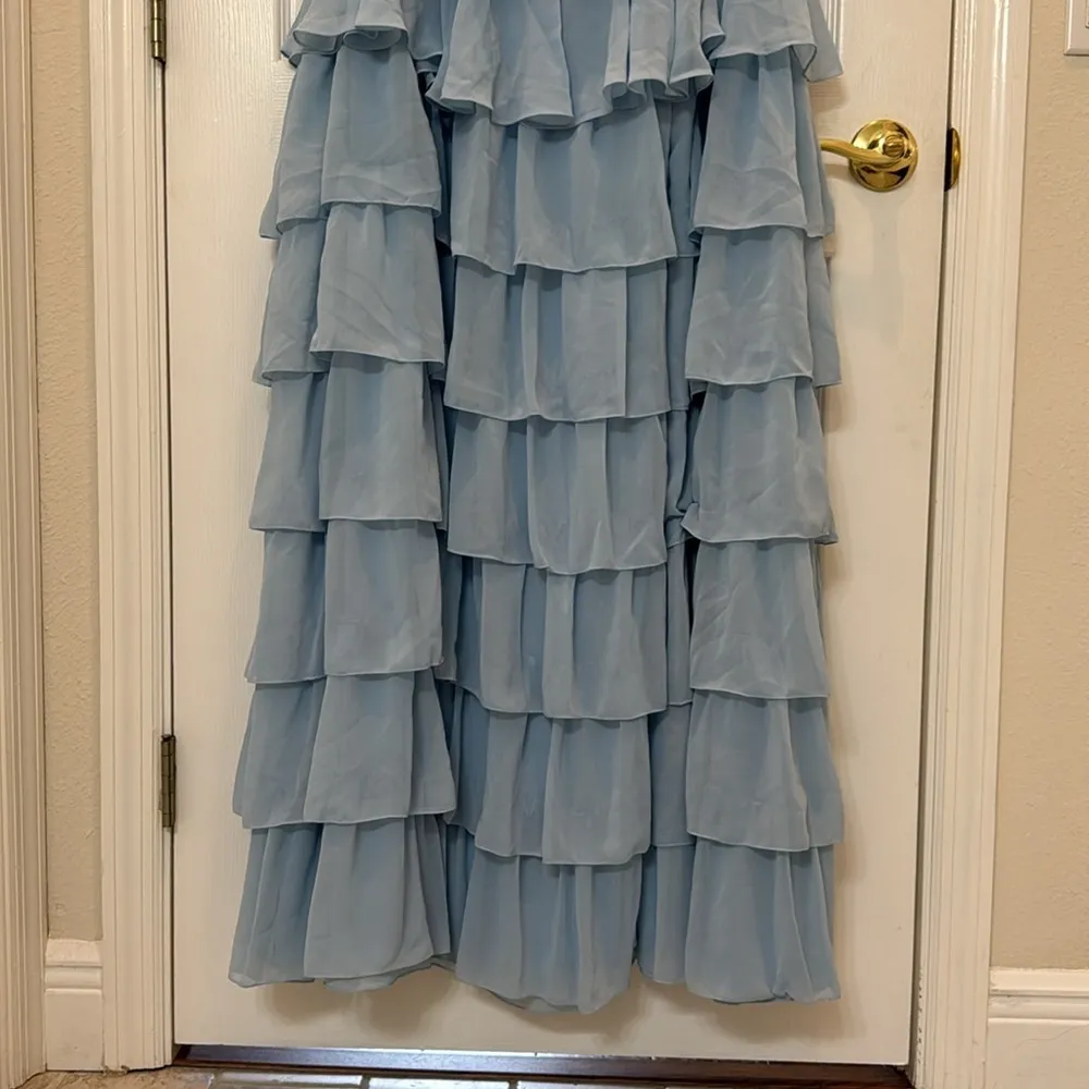 Mac Duggal 68119 Blue Ruffle Tiered Sleeveless V-Neck Gown Size 20W NWT - Image 8