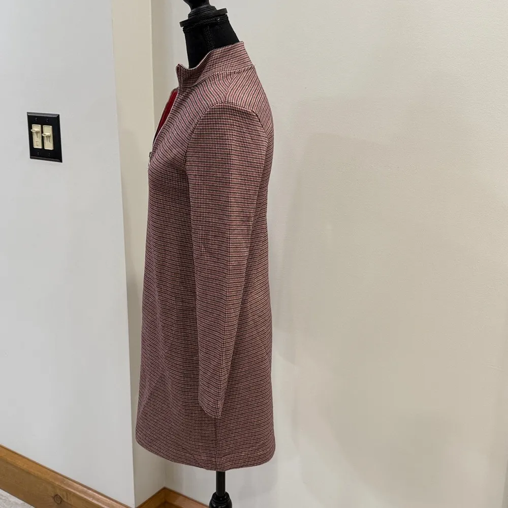 Zara Houndstooth Shift Dress with 1/4 zip front size S - Image 3