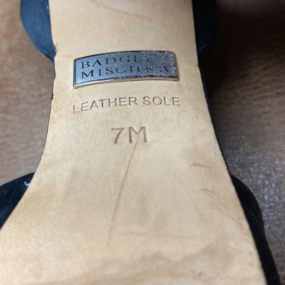 Badgley Mischka Size 7M Black Satin Designer Very Glam With Rhinestone Accents - Image 8