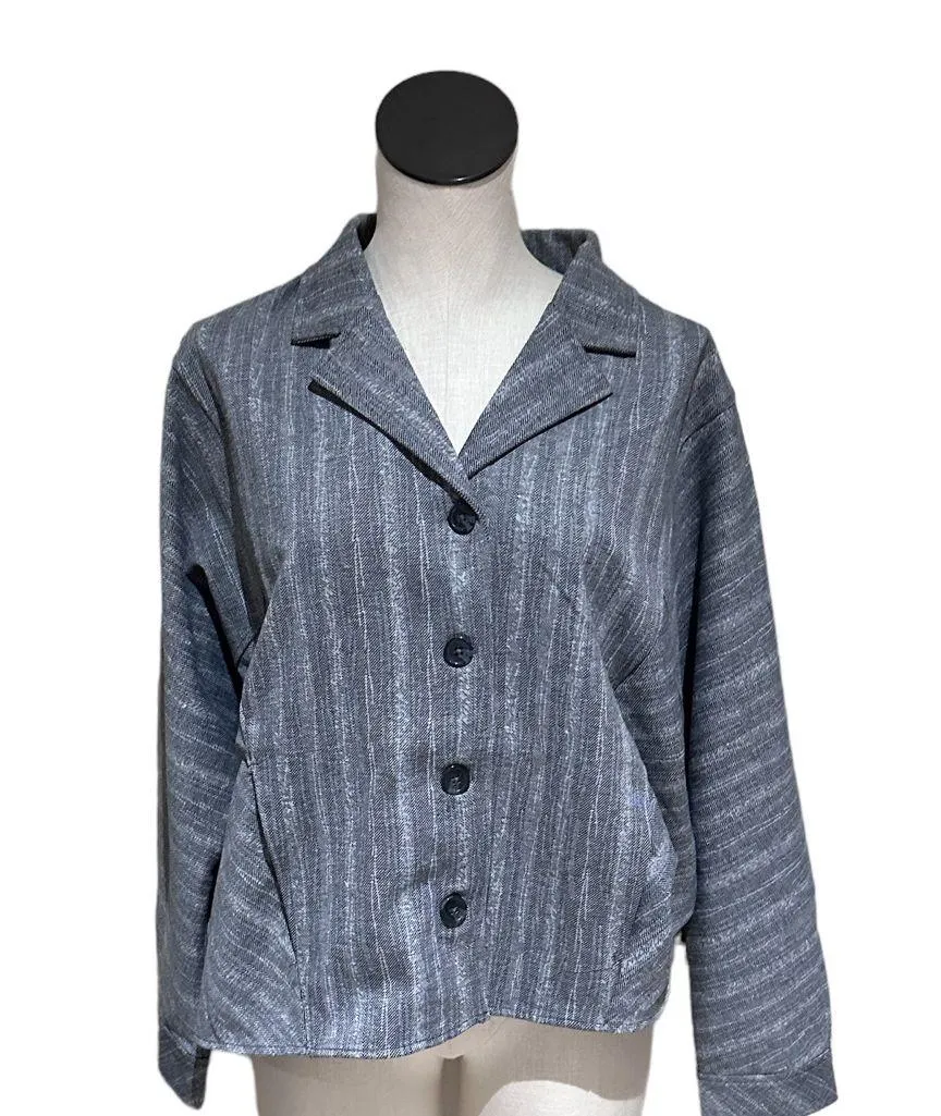 NWT Liverpool Los Angeles Cocoon Button Up Pewter Black Sketchy Stripe - Image 7