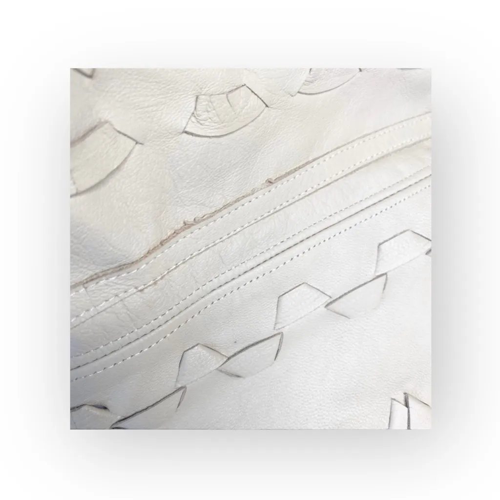 Sky ☀︎︎ Ewa Woven Leather Strapless Top ☀︎︎ Stretch Back ☀︎ Bone White ☀︎ Medium - Image 6