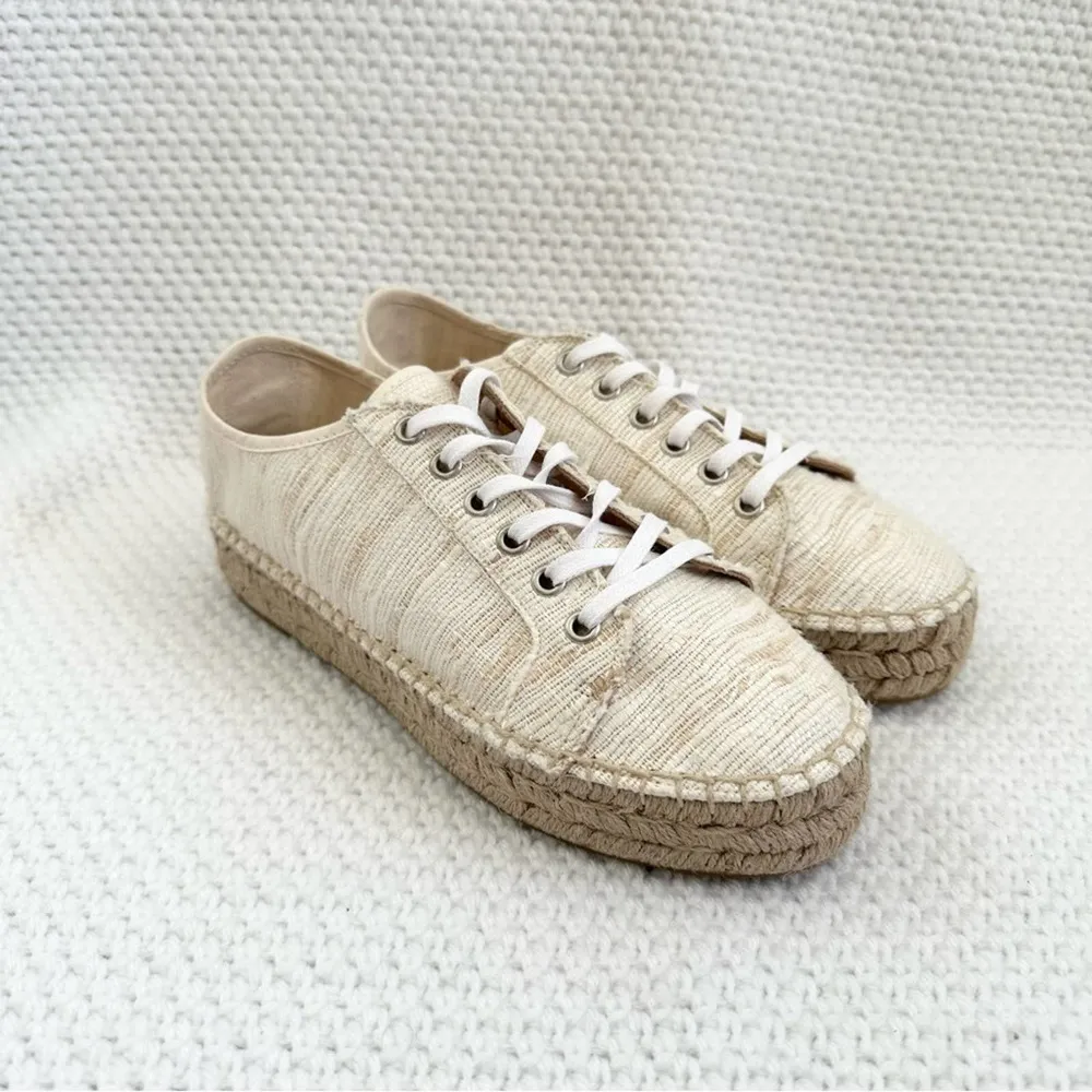 Aquatalia NWOB Flyn Multi Tone Off White Canvas Woven Espadrille Sneaker 6 - Image 22