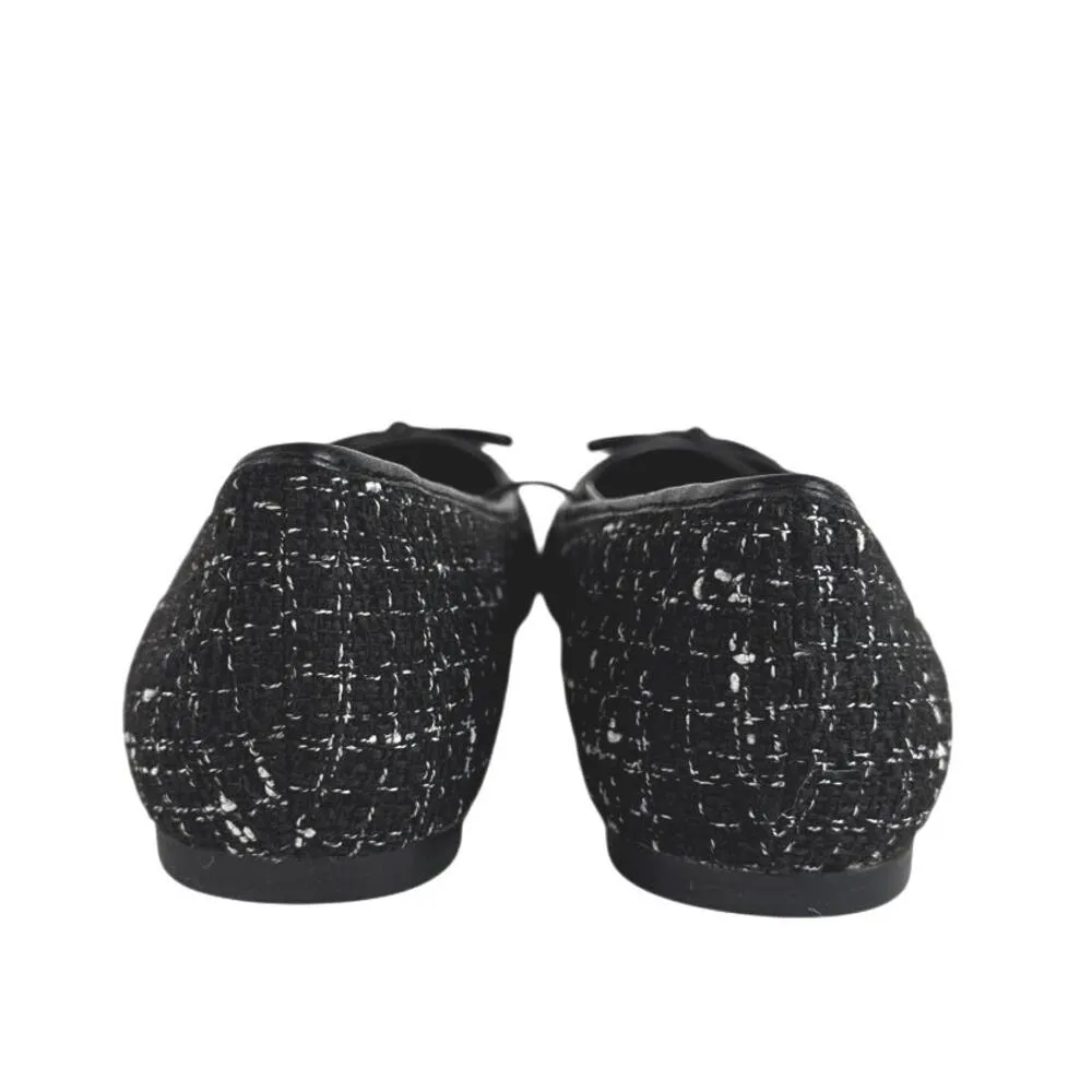 NEW J.Crew Women's Black Tweed Leather Cap Toe Slip On Ballet Flats Shoes Sz 7.5 - Image 3