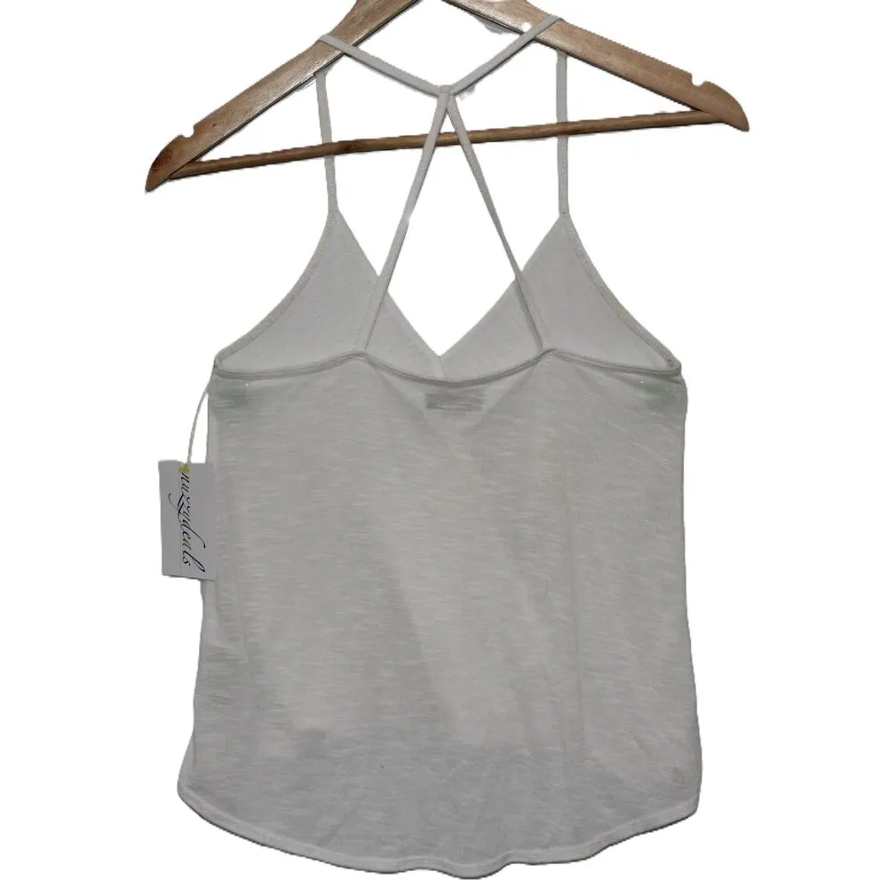Womens Abercrombie & Fitch White Sleeveless V-Neck Cross Back Tank Top Size XS - Image 2