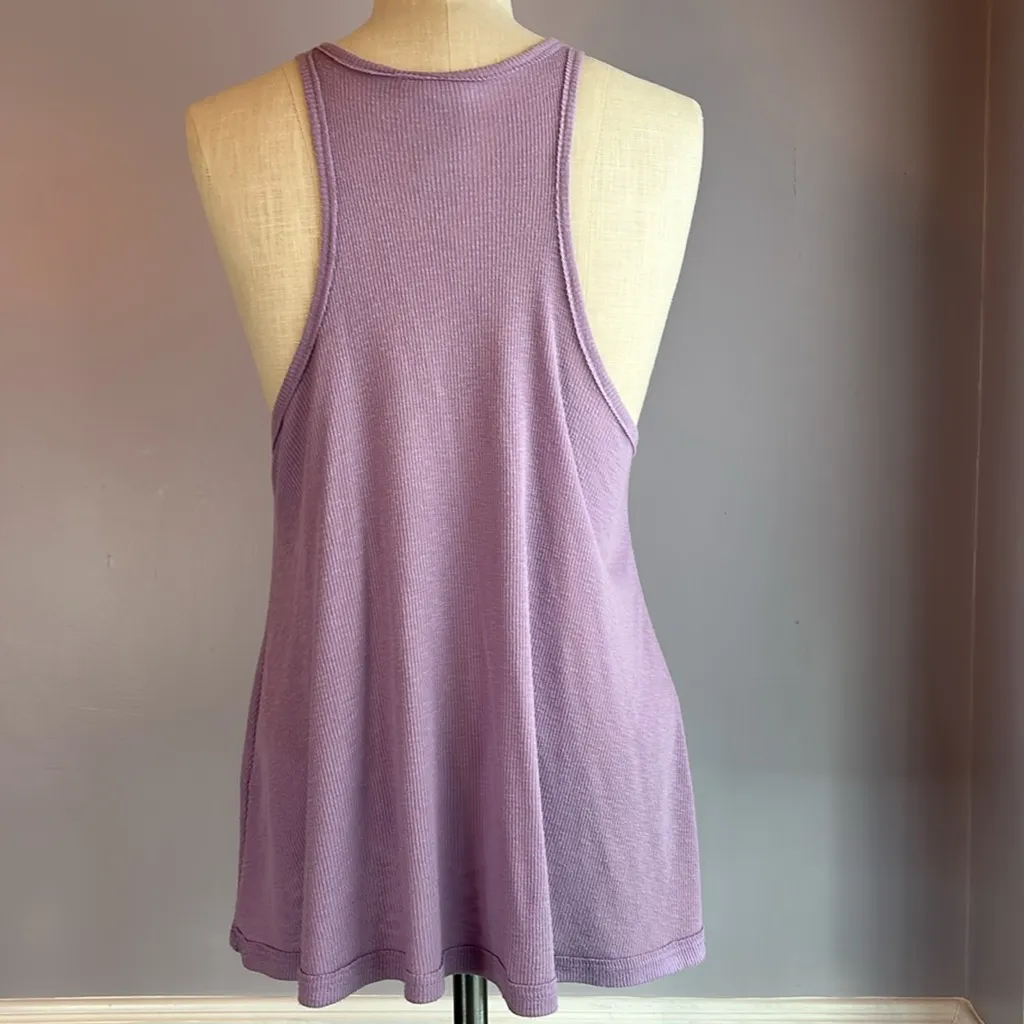 Free People Long Beach lilac lavender ribbed racer back fly away tank top - Image 3