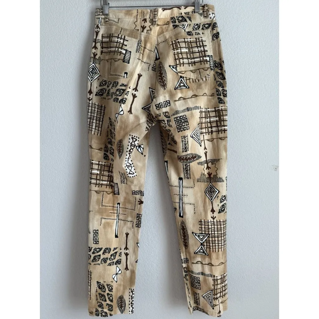 Chico’s Design Pants Women’s Size M Jeans Beige Tribal Casual Artistic‎ Western - Image 5