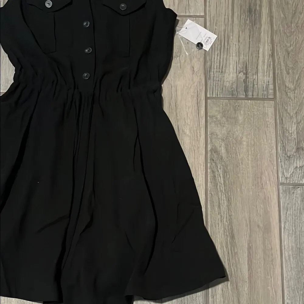 Nine West Black Buttoned A-Line Mini Dress - Image 3