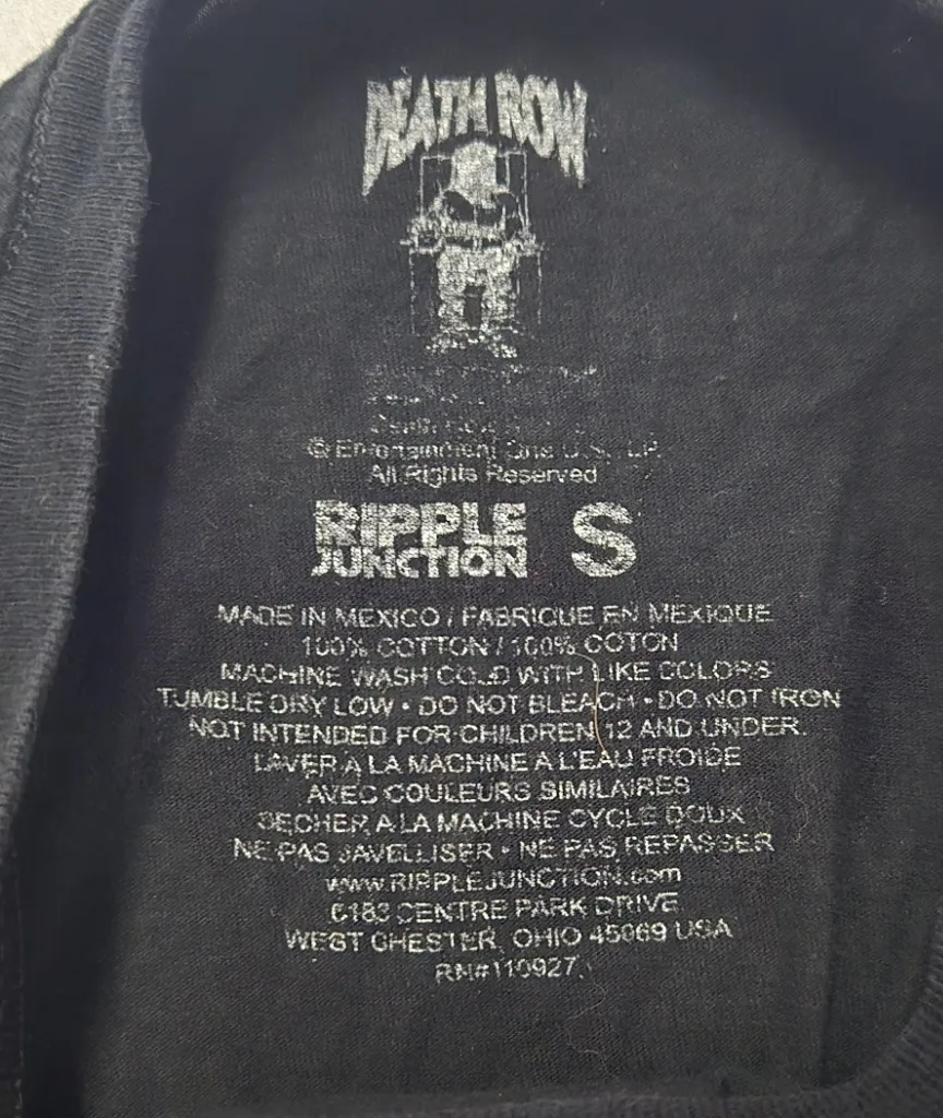 Ripple Junction Death Row Records T-Shirt Men's S Black Flames Fire Short Sleeve - Image 4