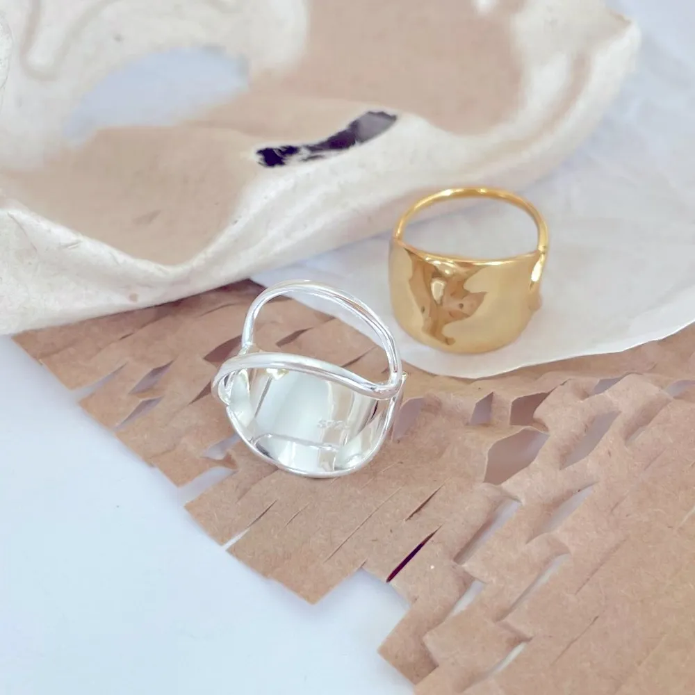 Yellow Gold Unique Adjustable‎ Cuff Ring | 925 Sterling Silver - Image 8